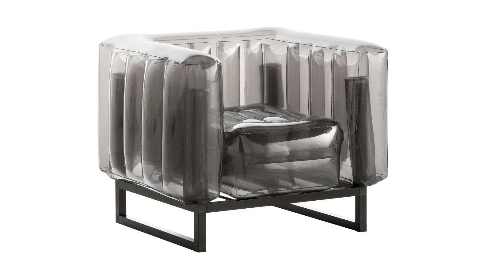 Sessel Mojow design aus Aluminium Kunststoff in Schwarz Yomi EKO Design-Sessel Polster transparent schwarz, Gestell Aluminium schwarz