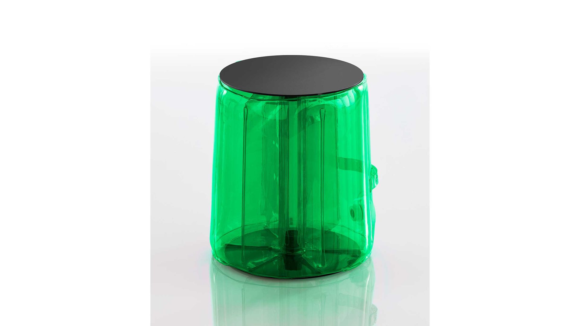 Hocker Mojow design aus Aluminium Kunststoff in Grün Helly Eko Design-Sitzhocker Transparent grün, Sitzfläche Metall schwarz