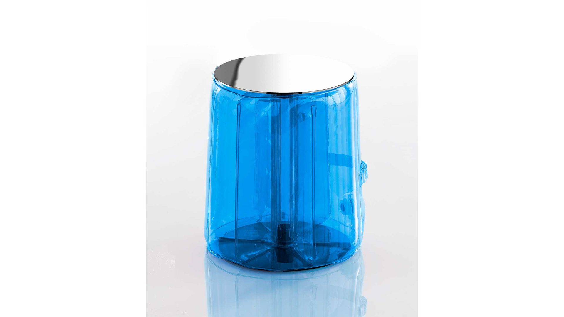 Hocker Mojow design aus Aluminium Kunststoff in Blau Helly Eko Design-Sitzhocker Transparent blau, Sitzfläche Edelstahl