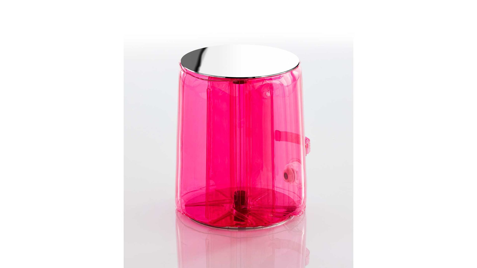 Hocker Mojow design aus Aluminium Kunststoff in Pink Helly Eko Design-Sitzhocker Transparent pink, Sitzfläche Edelstahl