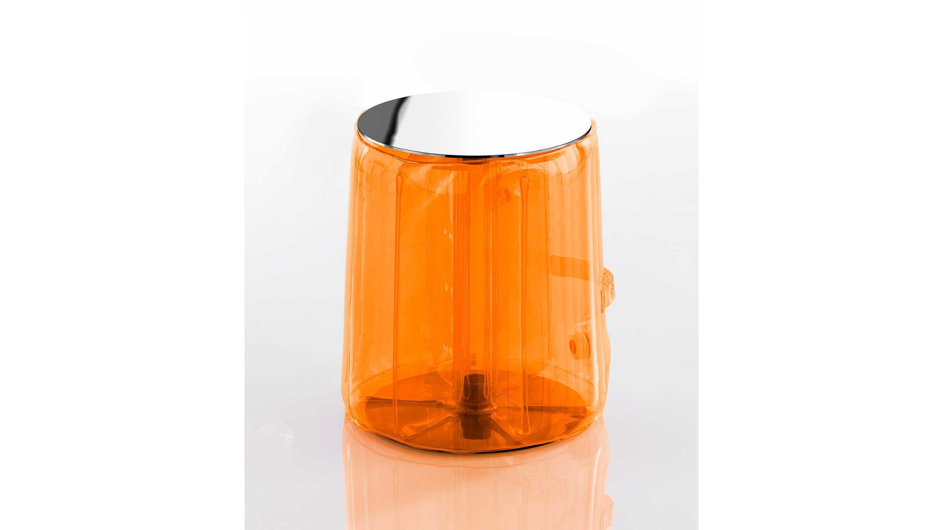 Hocker Mojow design aus Aluminium Kunststoff in Orange Helly Eko Design-Sitzhocker Transparent orange, Sitzfläche Edelstahl