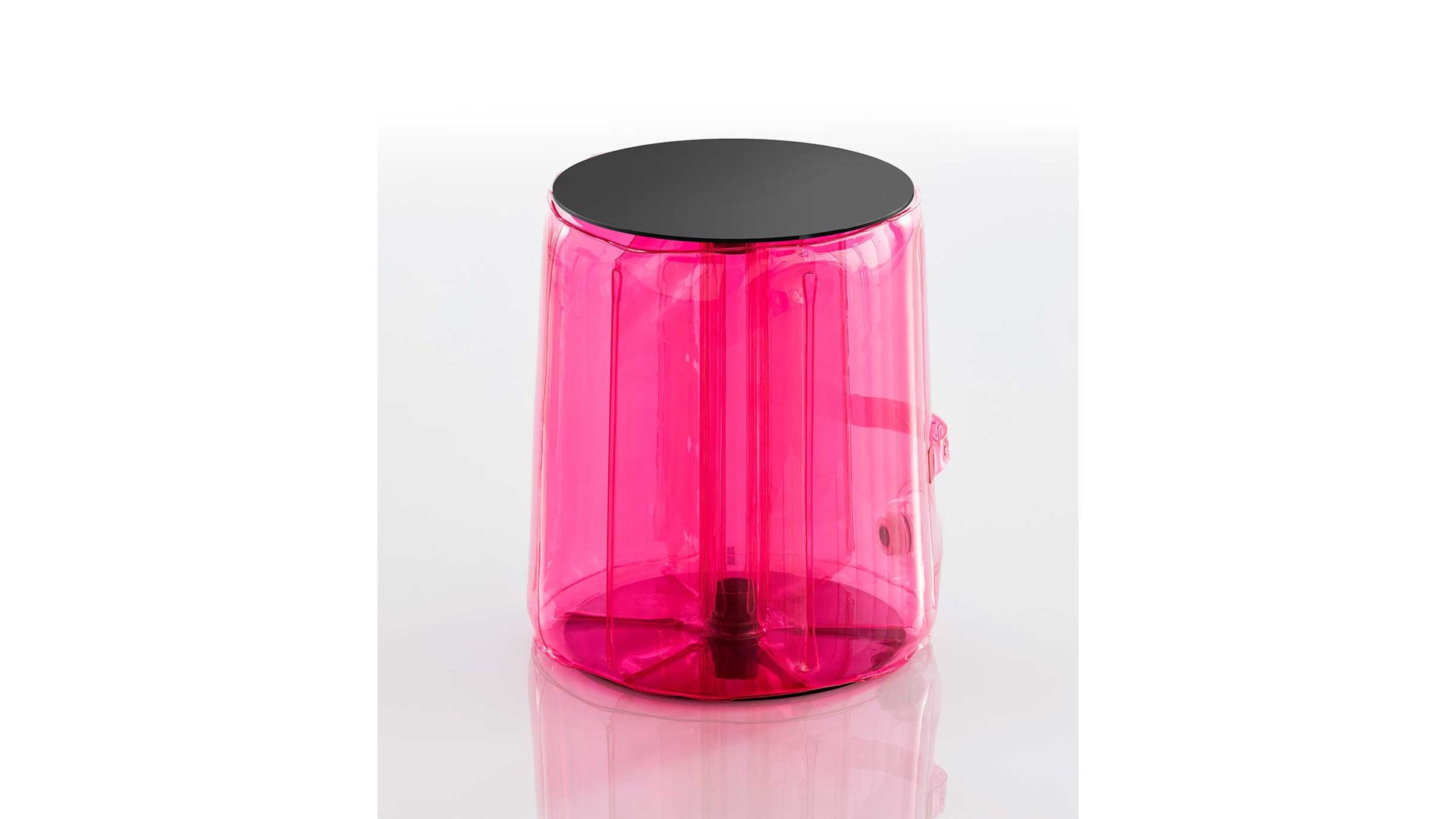 Hocker Mojow design aus Aluminium Kunststoff in Pink Helly Eko Design-Sitzhocker Transparent pink, Sitzfläche Metall schwarz