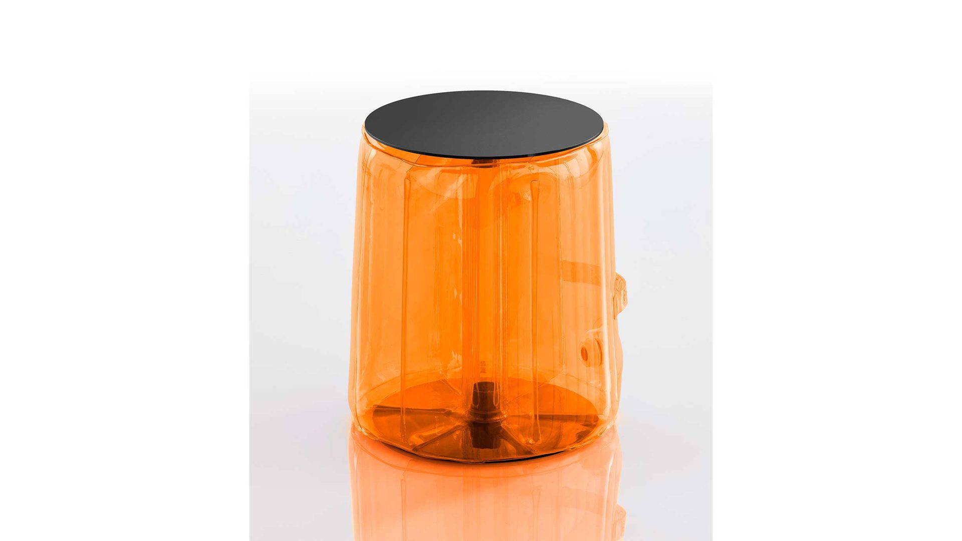 Hocker Mojow design aus Aluminium Kunststoff in Orange Helly Eko Design-Sitzhocker Transparent orange, Sitzfläche Metall schwarz