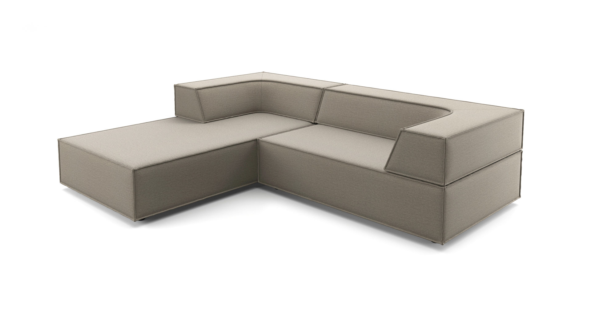 Ecksofa Cor aus Stoff in Taupe Polster-Eckgarnitur TRIO Polstergarnitur Chenille Polsterstoff-Bezug taupe, Ottomane links, Stellmaß ca. 200 x 250 cm