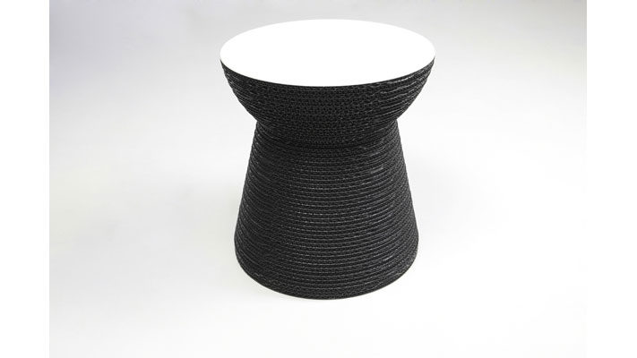 Hocker F&t interni srl attico staygreen aus MDF Naturfaser in Weiß Schwarz Hocker Sitzhocker Cork Solid Green black, Tischplatte MDF weiss, Durchmesser 42 cm