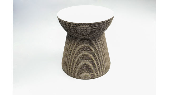 Hocker F&t interni srl attico staygreen aus MDF Naturfaser in Weiß Grau Hocker Sitzhocker Cork Solid Green dove grey, Tischplatte MDF weiß, Durchmesser 42 cm