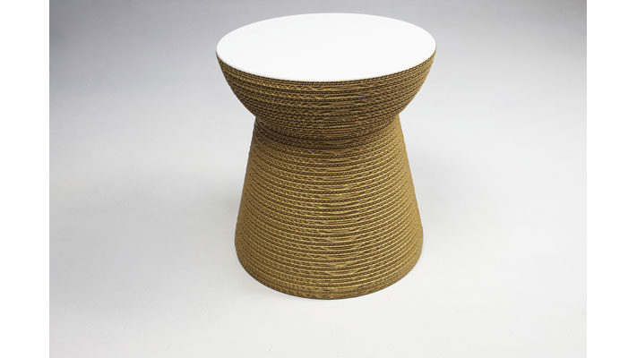 Hocker F&t interni srl attico staygreen aus MDF Naturfaser in Weiß Gold Hocker Sitzhocker Cork solid green gold, Tischplatte MDF weiß, Durchmesser 42 cm