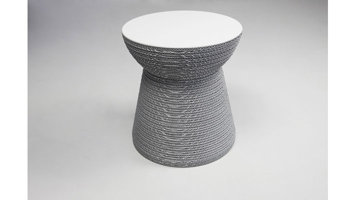 Hocker F&t interni srl attico staygreen aus MDF Naturfaser in Weiß Silber Hocker Sitzhocker Cork Solid Green silver, Tischplatte MDF weiß, Durchmesser 42 cm