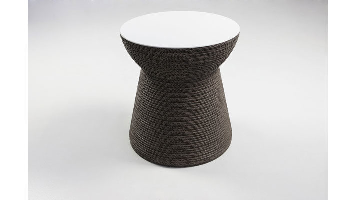 Hocker F&t interni srl attico staygreen aus MDF Naturfaser in Weiß Bronze Hocker Sitzhocker Cork Solid Green bronze, Tischplatte MDF weiß, Durchmesser 42 cm