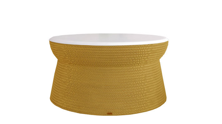 Hocker F&t interni srl attico staygreen aus MDF Naturfaser in Weiß Gold Hocker Sitzhocker Cork XL Solid Green gold, Tischplatte MDF weiß, Durchmesser 90 cm