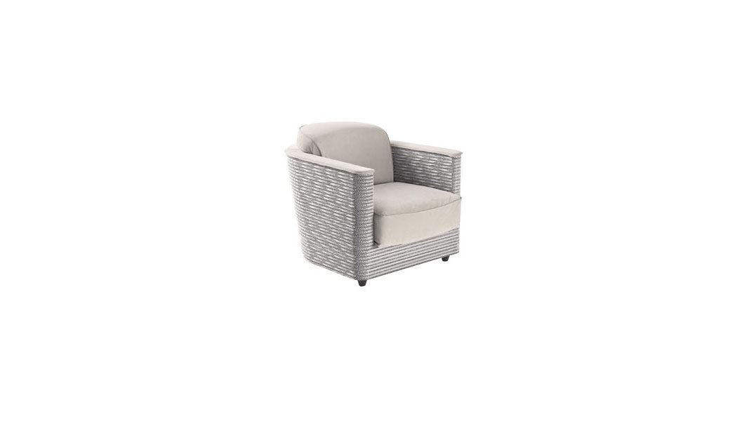 Sessel F&t interni srl attico staygreen aus Naturfaser Baumwolle Holz in Grau Sessel Wendy Struktur Solid green silber, Polster Baumwolle sand