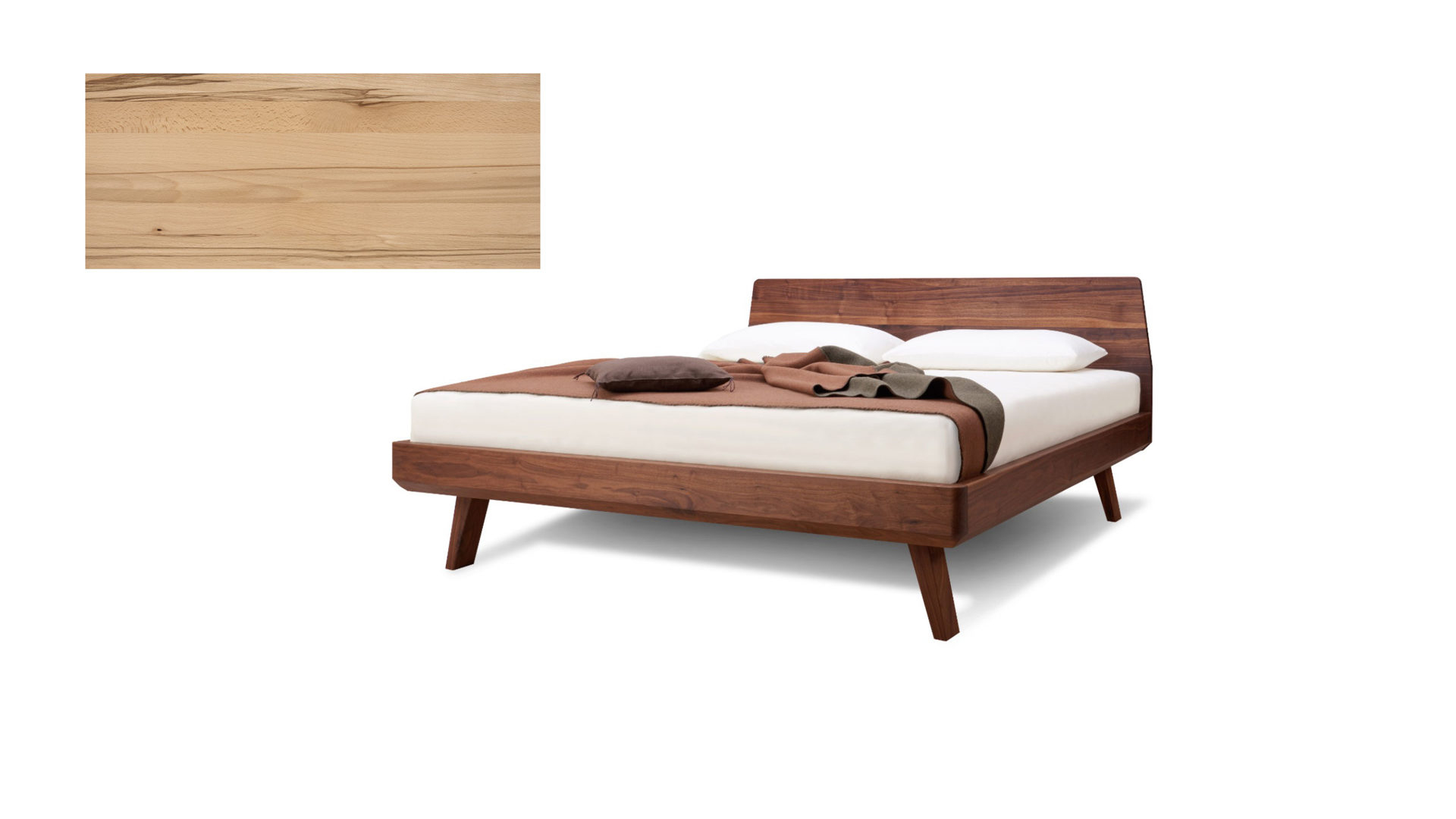 Bett Gaderform möbel gmbh aus Holz in Holzfarben Hell Bett Bettgestell Elba 140 x 200 cm Kernbuche lackiert