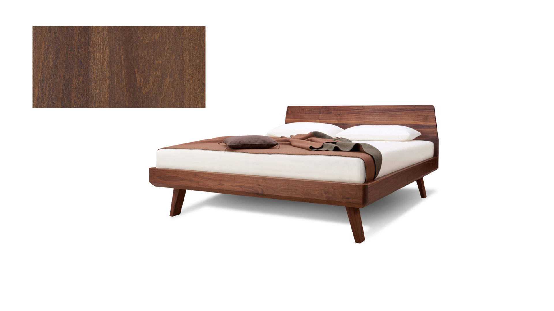 Bett Gaderform möbel gmbh aus Holz in Holzfarben Dunkel Bett Bettgestell Elba 200 x 200 cm Nuss-gebeizt