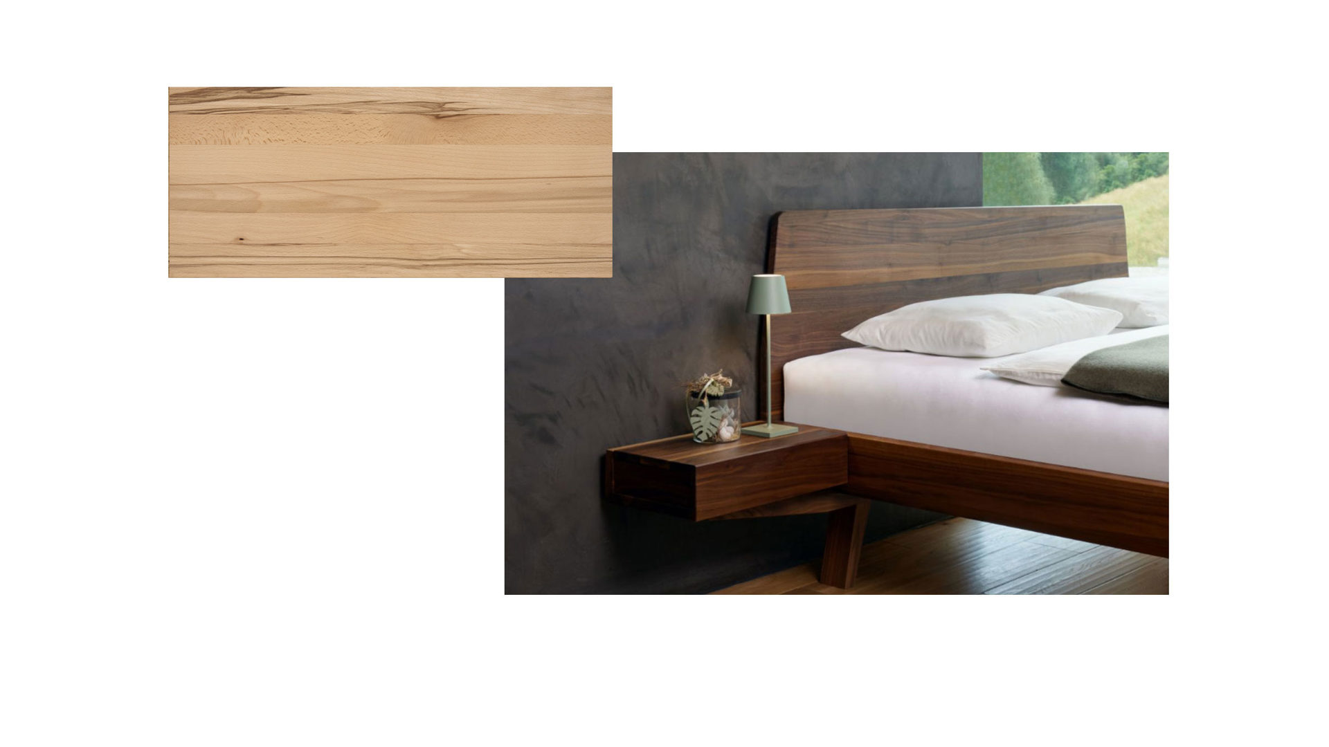 Nachtkommode Gaderform möbel gmbh aus Holz in Buche Nachtkästchen Nachttisch Elba mit 1 Schublade Kernbuche lackiert