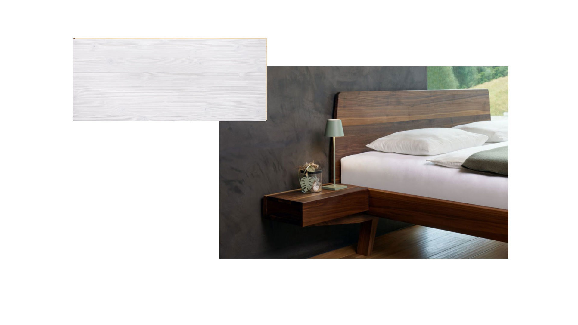 Nachtkommode Gaderform möbel gmbh aus Holz in Weiß Nachtkästchen Nachttisch Elba mit 1 Schublade Fichte weiß lackiert