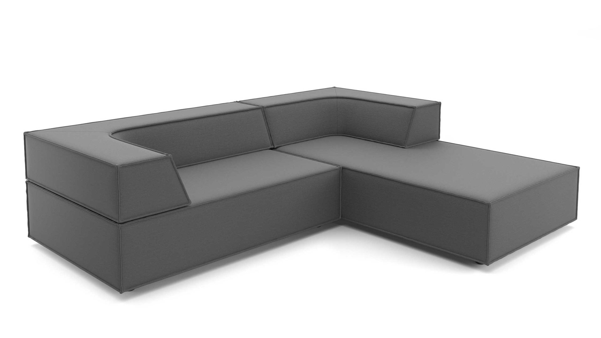 Ecksofa Cor aus Stoff in Dunkelgrau Polster-Eckgarnitur TRIO Polstergarnitur Chenille-Polsterstoff Bezug dunkelgrau, Ottomane rechts, Stellmaß ca. 250 x 200 cm