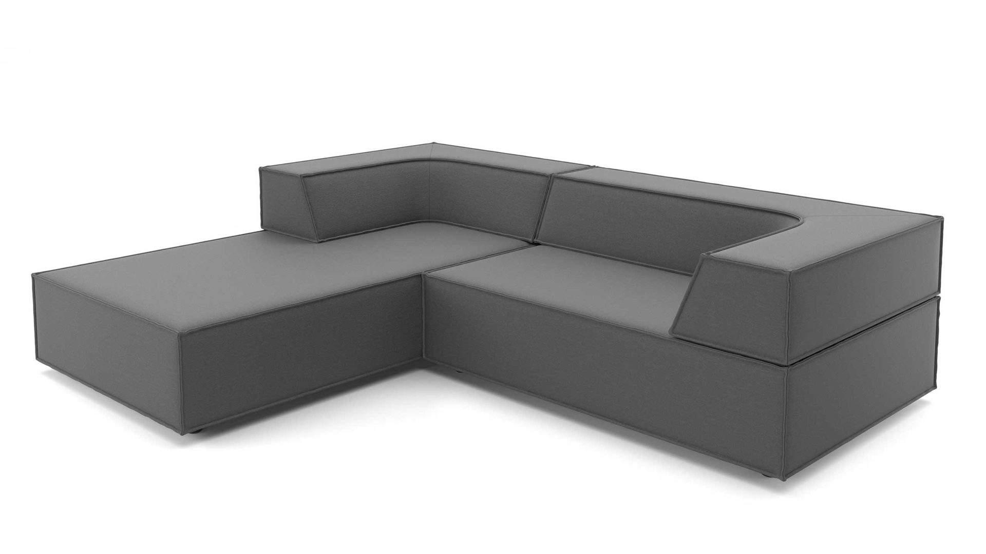 Ecksofa Cor aus Stoff in Dunkelgrau Polster-Eckgarnitur TRIO Polstergarnitur Chenille-Polsterstoff Bezug dunkelgrau, Ottomane links, Stellmaß ca. 200 x 250 cm