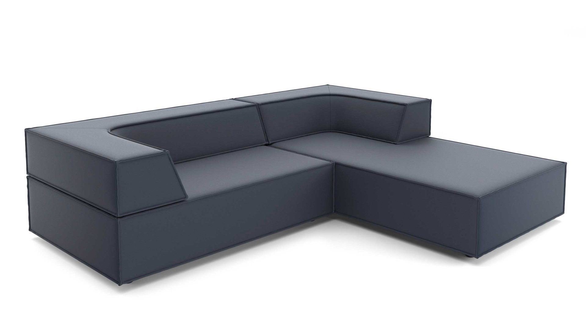 Ecksofa Cor aus Stoff in Blau Violett Polster-Eckgarnitur TRIO Polstergarnitur Chenille-Polsterstoff Bezug blau-violett, Ottomane rechts, Stellmaß ca. 250 x 200 cm