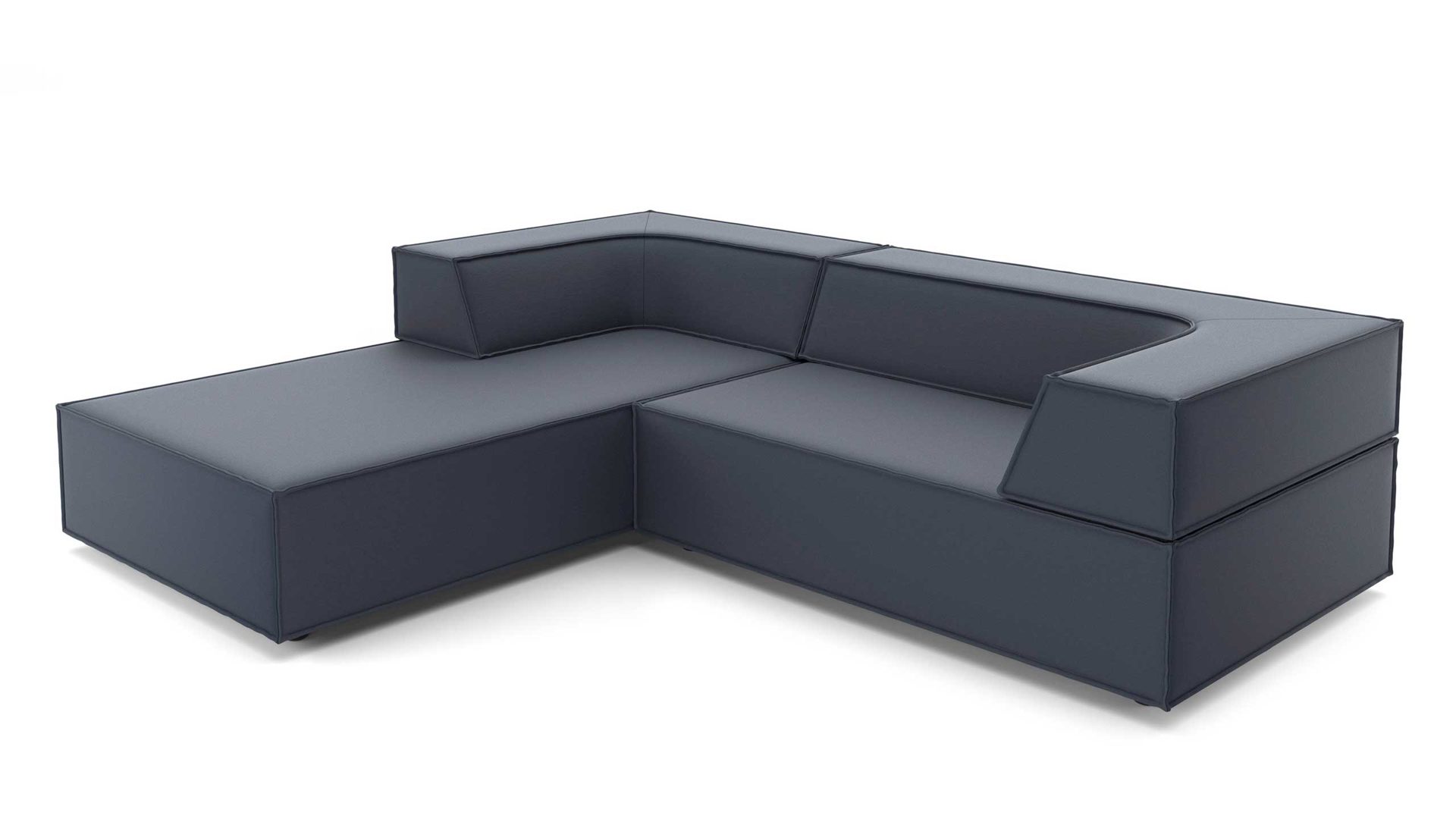 Ecksofa Cor aus Stoff in Blau Violett Polster-Eckgarnitur TRIO Polstergarnitur Chenille-Polsterstoff Bezug blau-violett, Ottomane links, Stellmaß ca. 200 x 250 cm