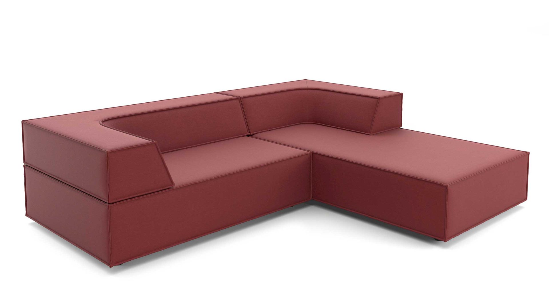 Ecksofa Cor aus Stoff in Rot Polster-Eckgarnitur TRIO Polstergarnitur Chenille-Polsterstoff Bezug orient rot, Ottomane rechts, Stellmaß ca. 250 x 200 cm