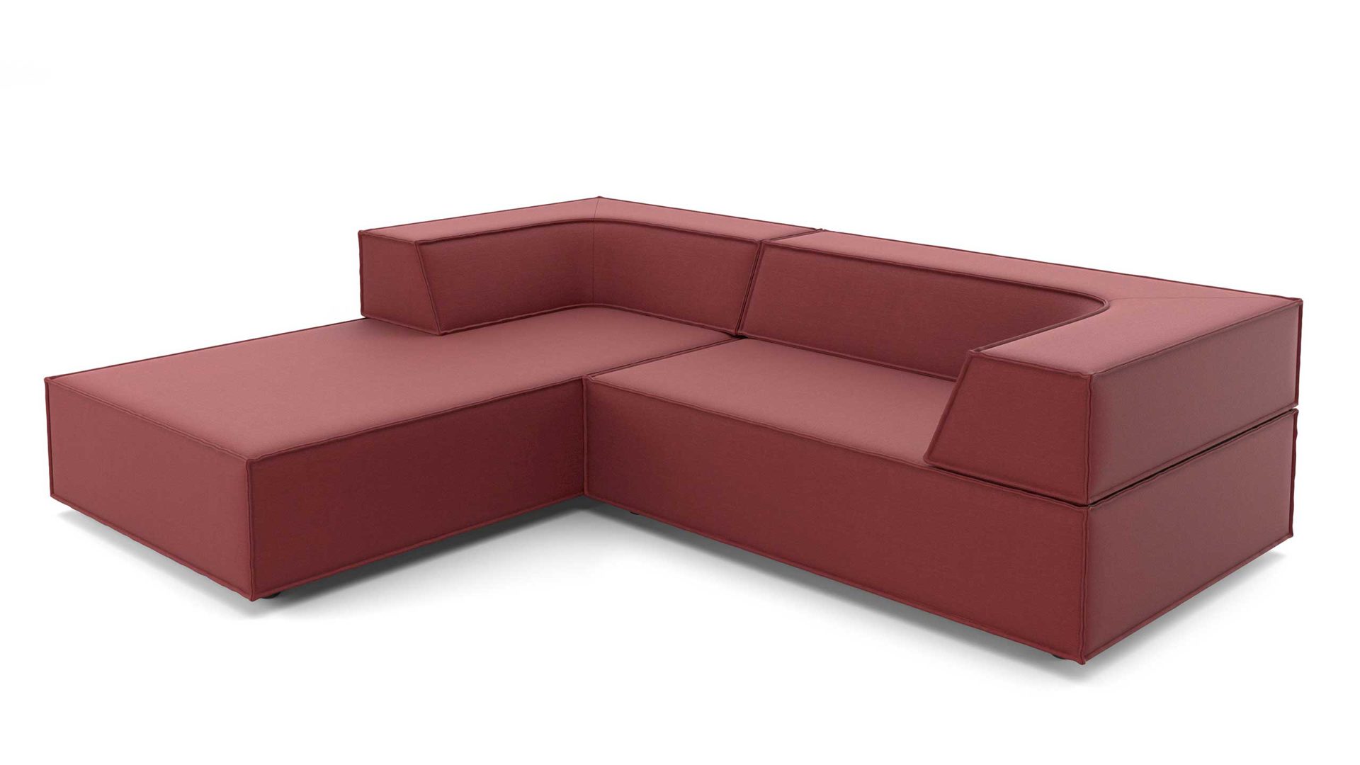 Ecksofa Cor aus Stoff in Rot Polster-Eckgarnitur TRIO Polstergarnitur Chenille-Polsterstoff Bezug orient rot, Ottomane links, Stellmaß ca. 200 x 250 cm