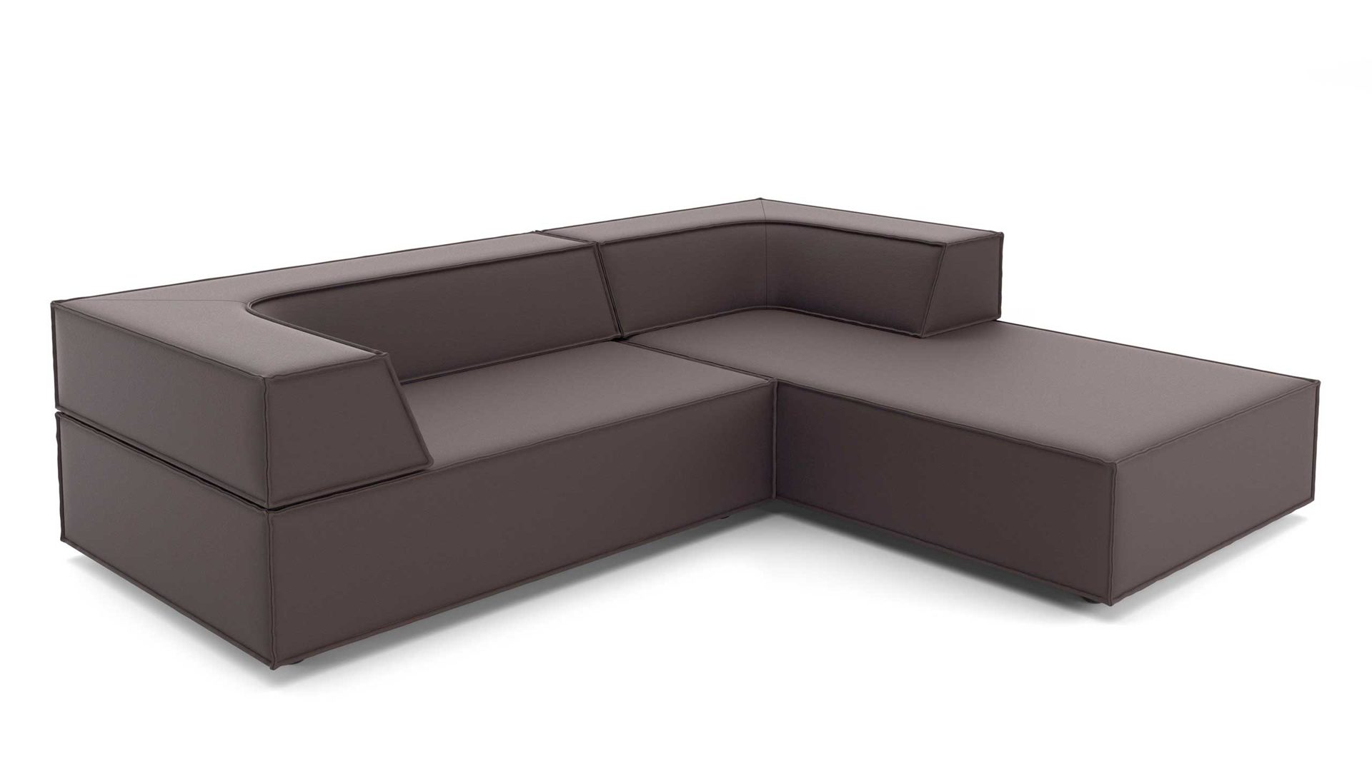 Ecksofa Cor aus Stoff in Bordeaux Polster-Eckgarnitur TRIO Polstergarnitur Chenille-Polsterstoff Bezug bordeaux, Ottomane rechts, Stellmaß ca. 250 x 200 cm