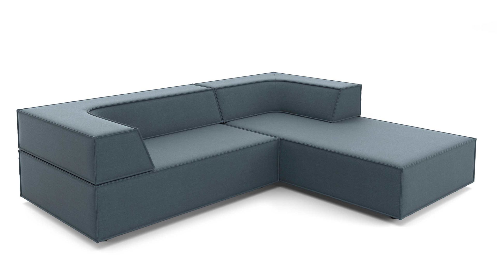 Ecksofa Cor aus Stoff in Petrol Polster-Eckgarnitur TRIO Polstergarnitur Chenille-Polsterstoff Bezug petrol, Ottomane rechts, Stellmaß ca. 250 x 200 cm