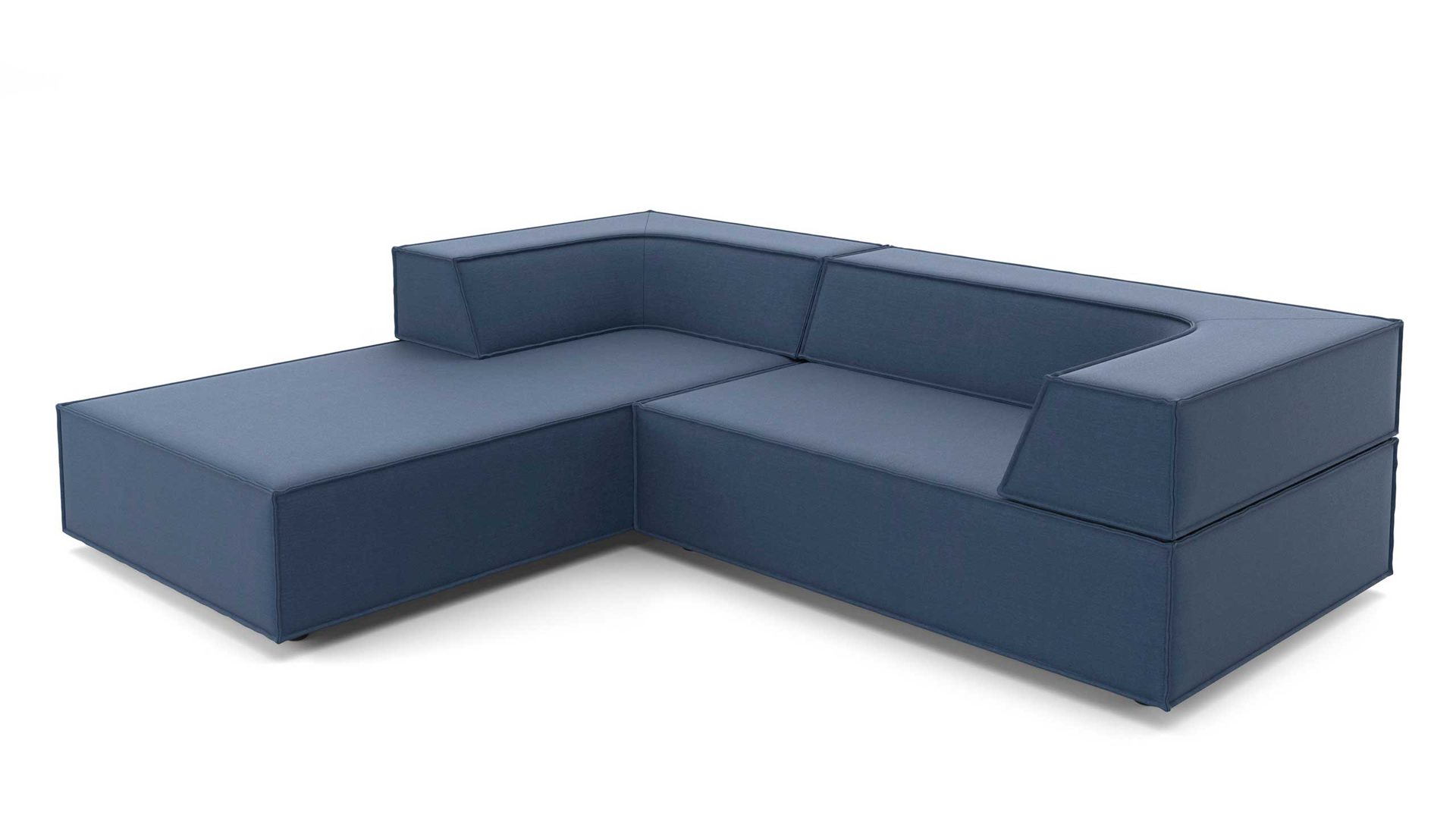 Ecksofa Cor aus Stoff in Mittelblau Polster-Eckgarnitur TRIO Polstergarnitur Chenille-Polsterstoff Bezug kornblumenblau, Ottomane links, Stellmaß ca. 200 x 250 cm