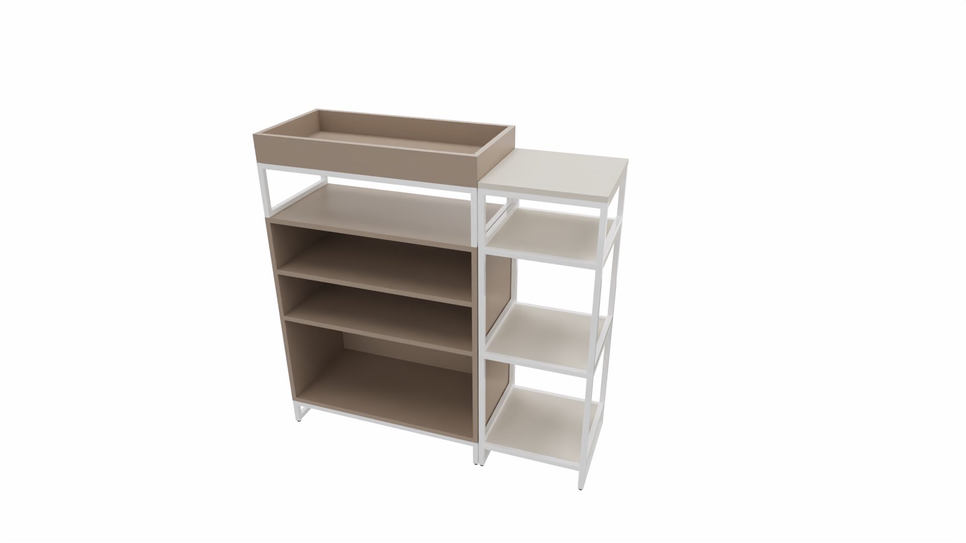 Regal Vario aus Metall Holz in Weiß Grau M1 Set 3 Medium C Regal-Kombi, Wohnkombination Rahmen weiss, Korpus-Platte Angoragrau-Steingrau