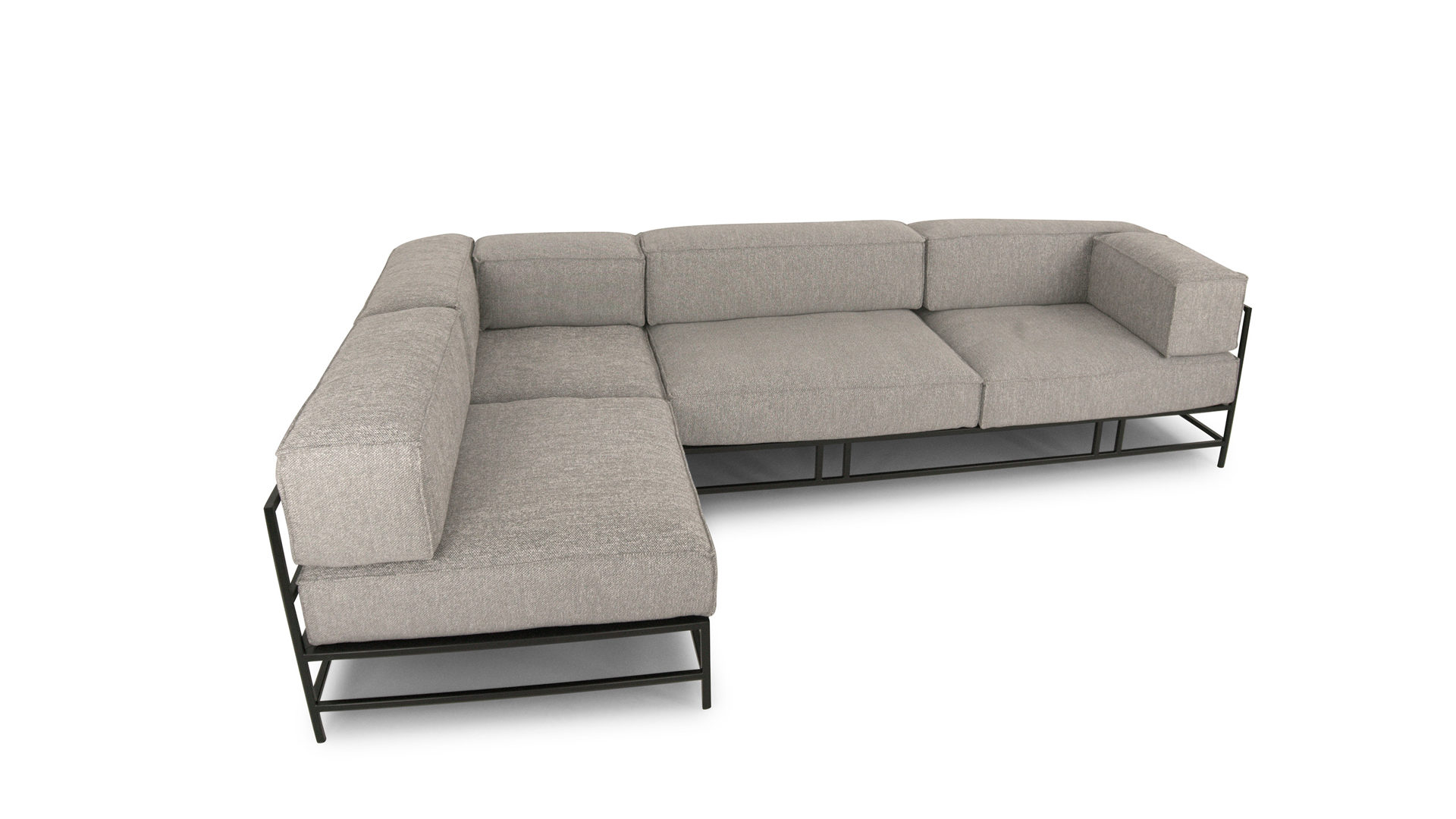 Ecksofa Brühl aus Stoff Metall in Hellgrau Schwarz Easy pieces forever Sitzgruppe hellgrauer Stoffbezug & Gestell schwarz, Stellfläche ca. 294 x 68 x 182 cm