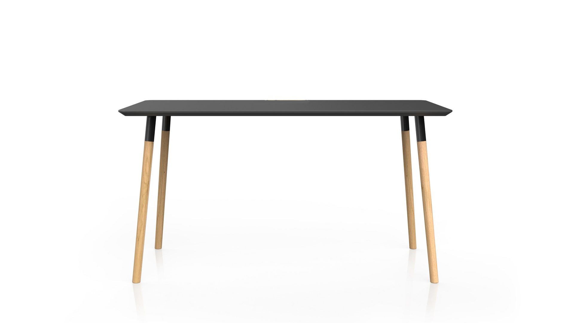 Tisch Vario aus Metall Holz in Schwarz Holzfarben Esstisch Arbeitstisch Haimish 160 x 75 x 80 cm Platte schwarz supermatt, Beine Stahl schwarz - eiche massiv