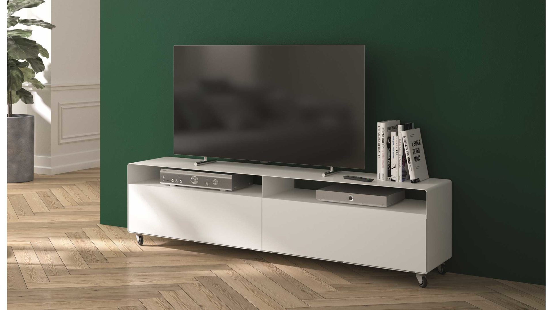 Sideboard Müller möbelfabrikation aus Metall in Weiß Sideboard Mobile Line R110 Lack signalweiss, Breite 160 cm