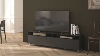 Sideboard Müller möbelfabrikation aus Metall in Schwarz Sideboard Mobile Line R110 Lack tiefschwarz, Breite 160 cm