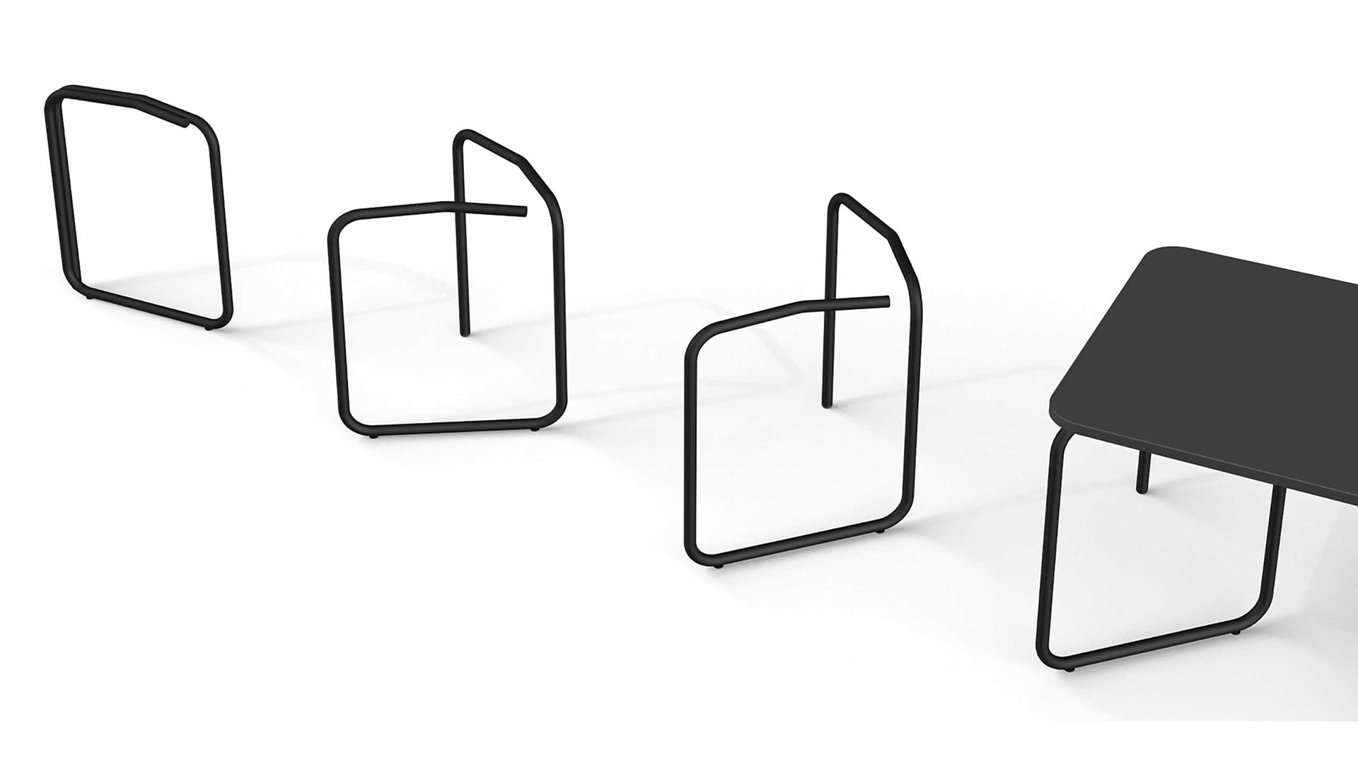 Tischgestell Joval gmbh aus Aluminium in Schwarz Faltbares Tischgestell Helios Tiefschwarz