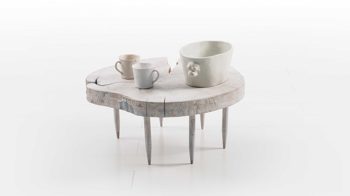 Beistelltisch Brühl aus Holz in Weiß Couchtisch Tisch Hammersvik 61876 Buche massiv weiß geseift, Baumstamm Scheibe