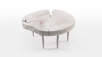 Beistelltisch Brühl aus Holz in Weiß Couchtisch Tisch Hammersvik 61876 Buche massiv weiß geseift, Baumstamm Scheibe