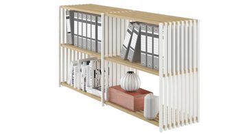 Regal Joval gmbh aus Holz in Weiß Faltbares Sideboard, Regalsystem Rebar 2.2 Eiche weiß lackiert, mit 4 Fächern