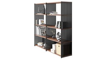 Regal Joval gmbh aus Holz in Schwarz Faltbares Regal, Regalsystem Rebar 4.4 Nussbaum schwarz lackiert, mit 8 Fächern