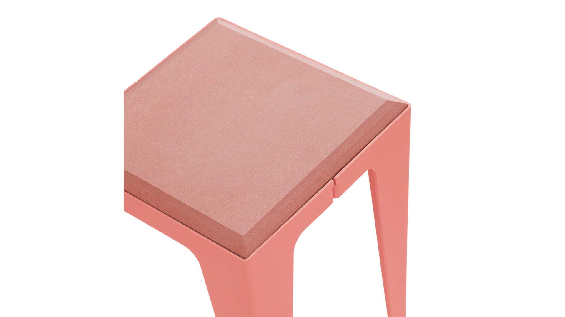 Hocker Wye aus Holz Mischgewebe Naturfaser in Hellrot Hocker Chamfer Sitzhocker Kalypso-Rot, Neolign, Stahlblech