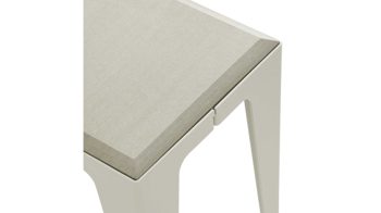 Hocker Wye aus Holz Mischgewebe Naturfaser in Grau Hocker Chamfer Sitzhocker Seiden-grau, Neolign, Stahlblech