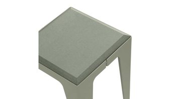 Hocker Wye aus Holz Mischgewebe Naturfaser in Hellgrün Hocker Chamfer Sitzhocker Lavendelblatt-grün, Neolign, Stahlblech