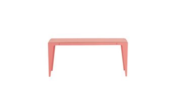 Sitzbank Wye aus Holz Mischgewebe Naturfaser in Hellrot Sitzbank Bank chamfer 100 cm Kalypso-Rot, Neolign, Stahlblech