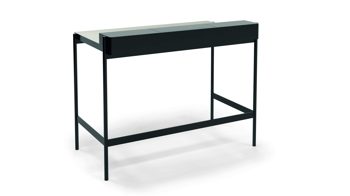 Sekretär Müller möbelfabrikation aus Metall in Schwarz Grau Sekretär, Schminktisch PS 20-50-55 Lack schwarz, Linoleum grau, Breite 100 cm