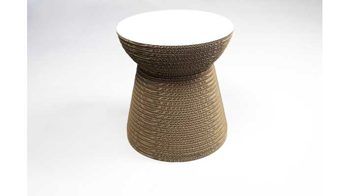 Hocker F&t interni srl attico staygreen aus MDF Naturfaser in Weiß Natur Hocker Sitzhocker Cork Solid Green nature, Tischplatte MDF weiß, Durchmesser 42 cm