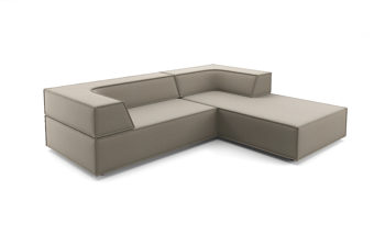 Ecksofa Cor aus Stoff in Taupe Polster-Eckgarnitur TRIO Polstergarnitur Chenille-Polsterstoff Bezug taupe, Ottomane rechts, Stellmaß ca. 250 x 200 cm