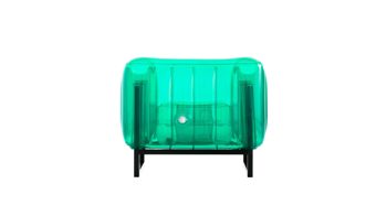 Sessel Mojow design aus Aluminium Kunststoff in Grün Yomi EKO Design-Sessel Polster transparent grün, Gestell Aluminium schwarz