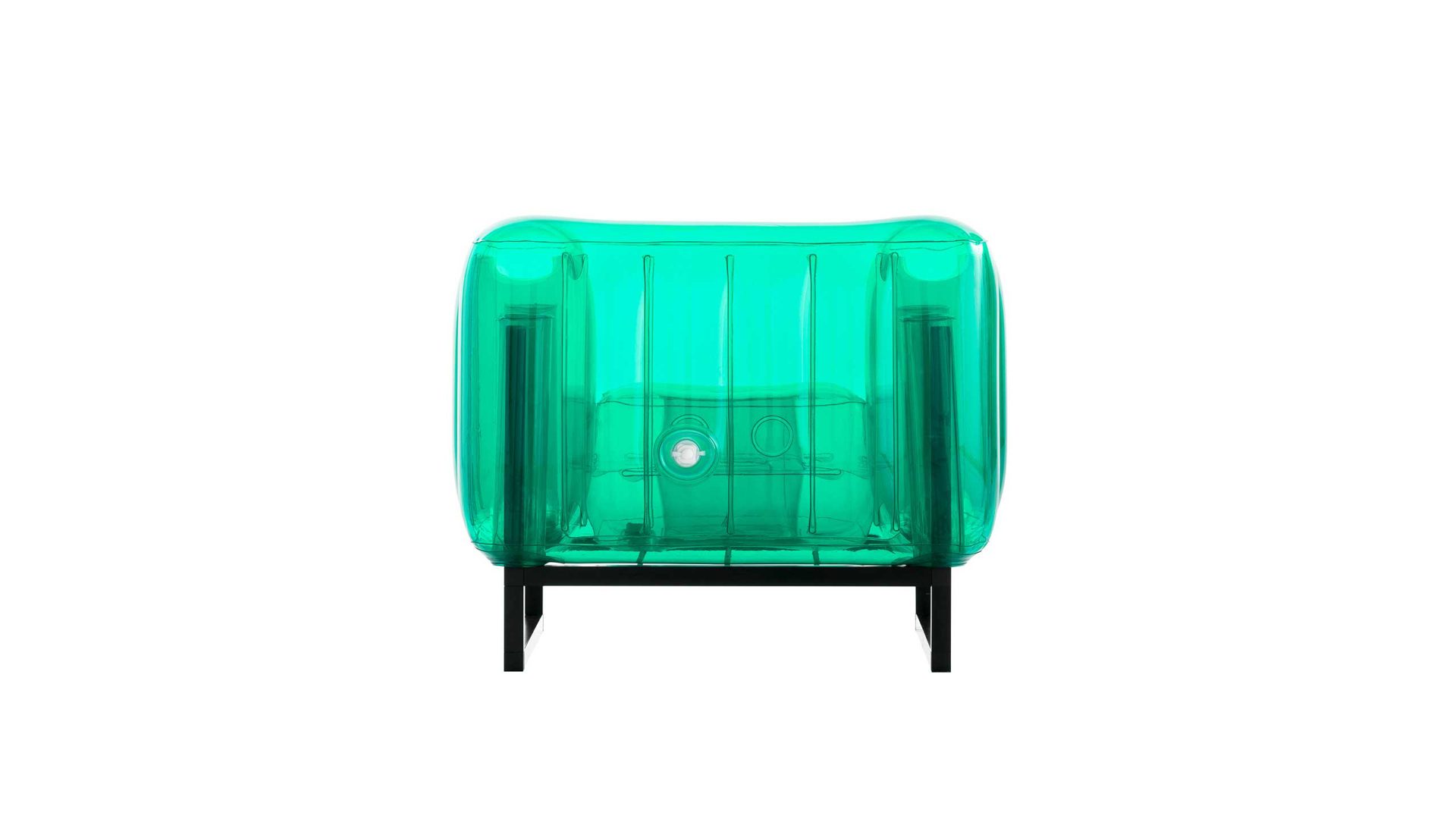 Sessel Mojow design aus Aluminium Kunststoff in Grün Yomi EKO Design-Sessel Polster transparent grün, Gestell Aluminium schwarz