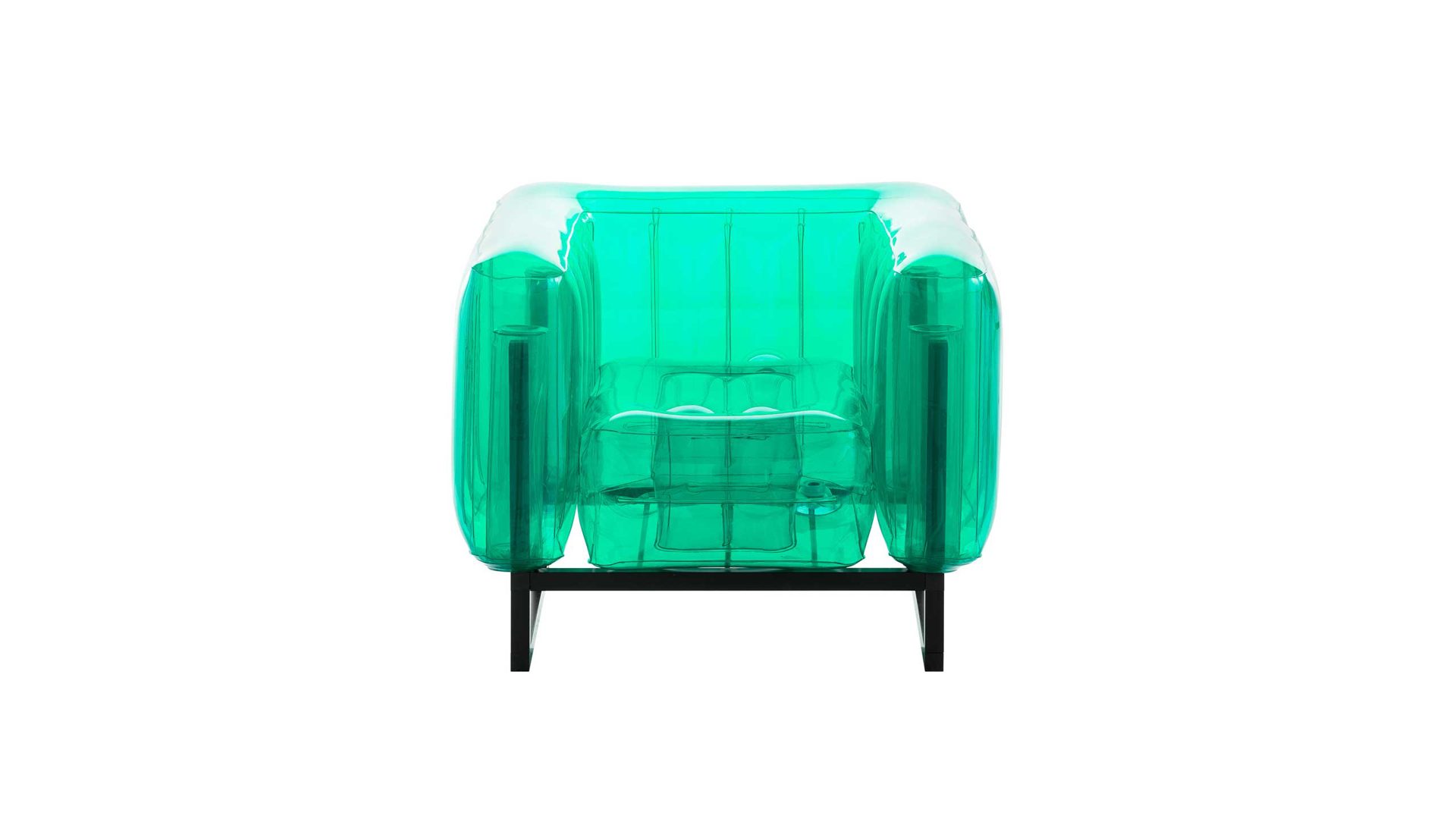 Sessel Mojow design aus Aluminium Kunststoff in Grün Yomi EKO Design-Sessel Polster transparent grün, Gestell Aluminium schwarz