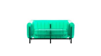 Sofa Mojow design aus Aluminium Kunststoff in Grün Yomi EKO Canape Design-Sofa Polster transparent grün, Gestell Aluminium schwarz