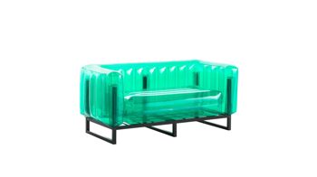 Sofa Mojow design aus Aluminium Kunststoff in Grün Yomi EKO Canape Design-Sofa Polster transparent grün, Gestell Aluminium schwarz